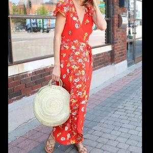 Free People Red wrap maxi dress size Medium NWOT